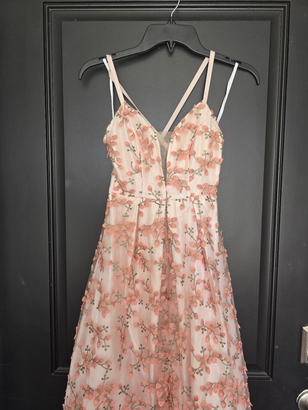 BCX Embroidered Floral Tulle Maxi Dress Pink Prom Formal Gown Size 1 $199 - Picture 5 of 13